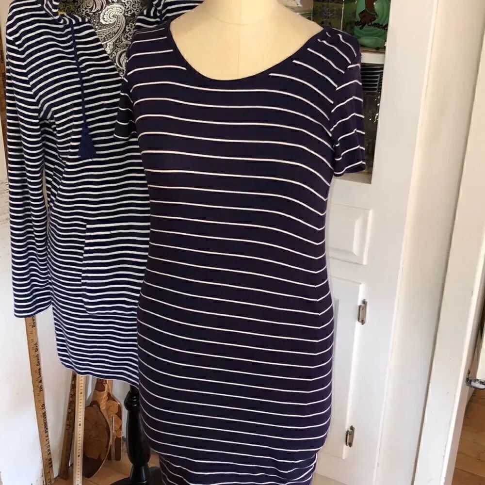 A Pea in a Pod Maternity Dress in Purple stripe